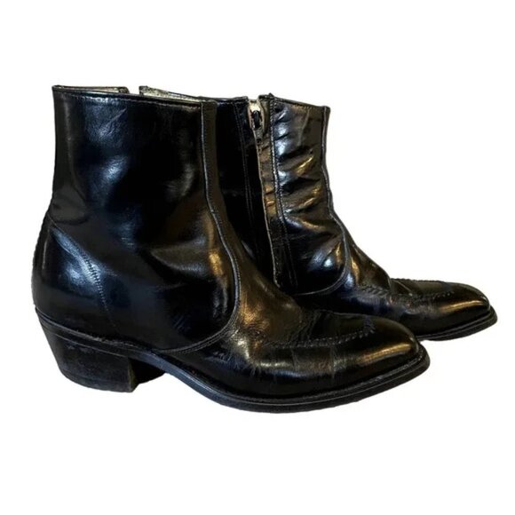 Wrangler Vintage Black Leather Western Boots in Men's Size 8.5D - Picture 1 of 10
